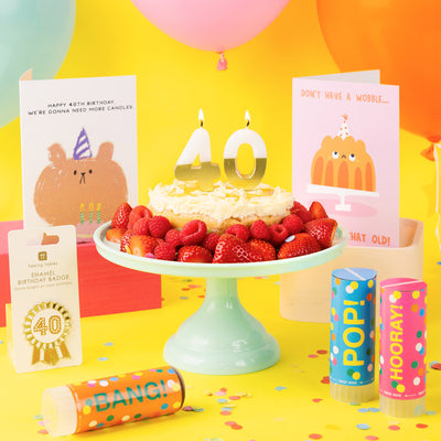 White & Gold Milestone Birthday Number Candle - 40