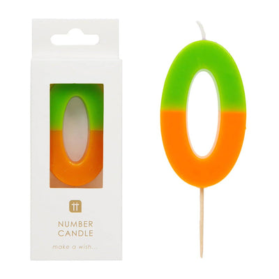 Orange & Green Number Candle - 0