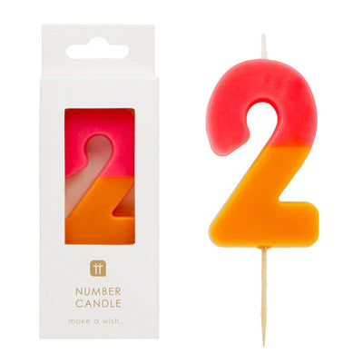 Orange & Pink Number Candle - 2