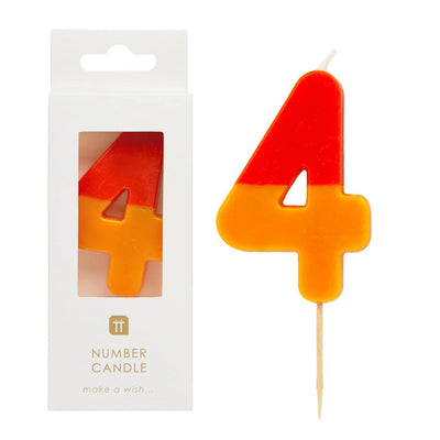 Orange & Red Number Candle - 4