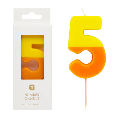 Orange & Yellow Number Candle - 5