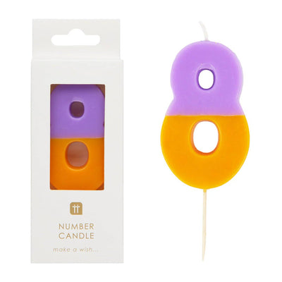 Orange & Purple Number Candle - 8