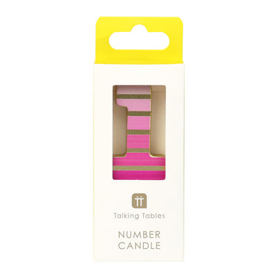 Pink & Gold Number Candle - 1