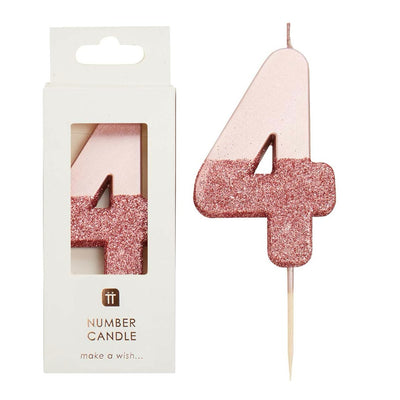 Rose Gold Glitter Number Candle - 4