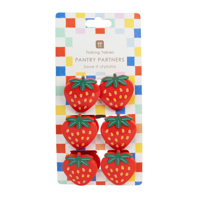 Strawberry Food Bag Clips - 6 Pack | Kitchen Accessories |