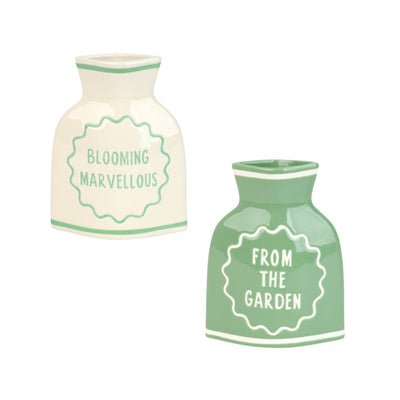 Cream & Green Ceramic Bud Vases Set