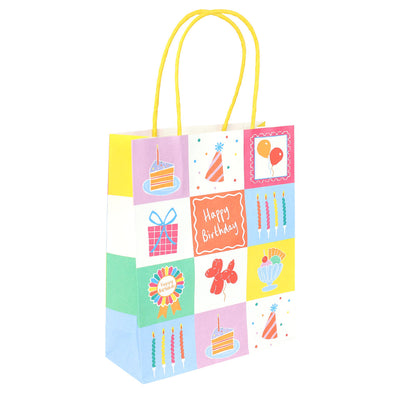 Happy Birthday Icons Gift Bags - 8 Pack