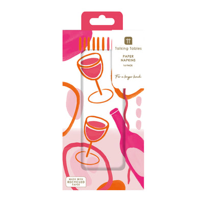 Wine Glass Long Lunch Paper Napkins - 8 Pack Display | Dinner Party Napkins |