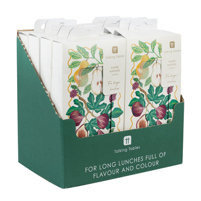 Autumnal Fruit Long Lunch Paper Napkins - 8 Pack Display | Autumn Decor |