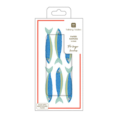 Fish Long Lunch Paper Napkins - 16 Pack