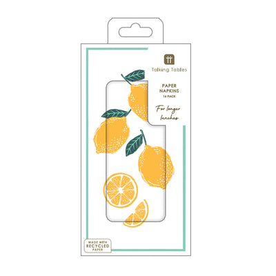 Lemon Long Lunch Paper Napkins - 16 Pack