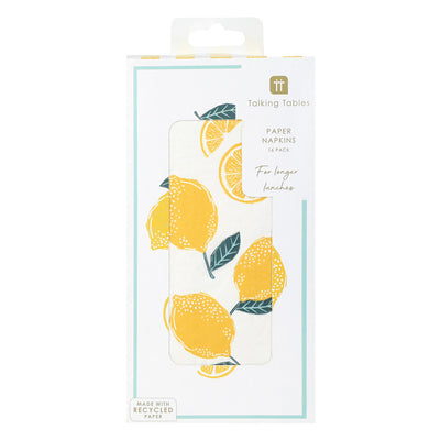 Lemon Long Lunch Paper Napkins - 16 Pack