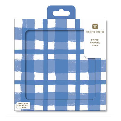 Bon Appetit Blue & White Check Napkins - 20 Pack