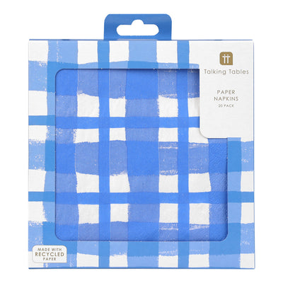 Bon Appetit Blue & White Check Napkins - 20 Pack