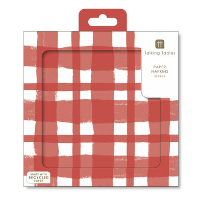 Bon Appetit Red & White Check Napkins - 20 Pack