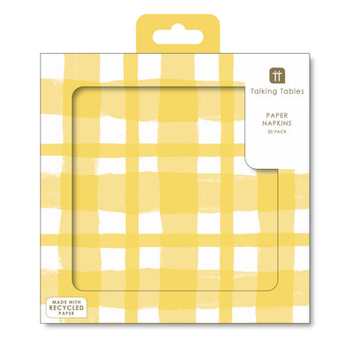 Bon Appetit Yellow & White Check Napkins - 20 Pack