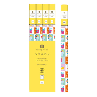 Happy Birthday Icons Recycled Wrapping Paper - 3m