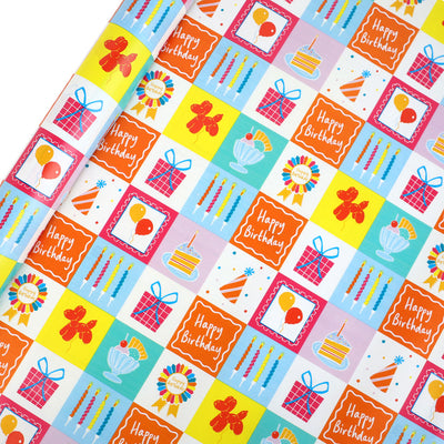 Happy Birthday Icons Recycled Wrapping Paper - 3m