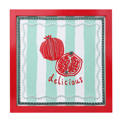 Bon Noel Pomegranate Fabric Framed Sign