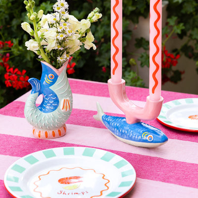 Check / Wave Straight Dinner Candles - 25 Unit Mixed Display | Summer Decor |