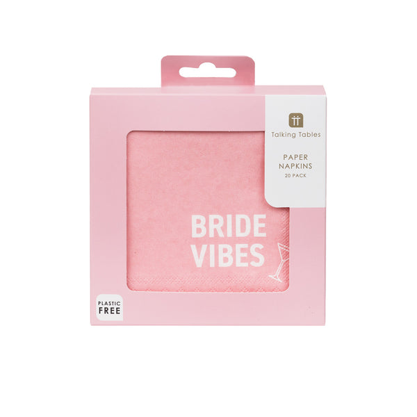 Bride Vibes Pink Paper Cocktail Napkins - 20 Pack
