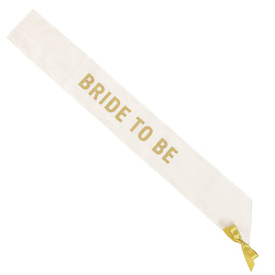 Bride to Be Cotton White & Gold Sash