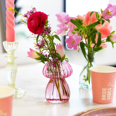 Pink Mushroom Glass Candle Holder & Vase