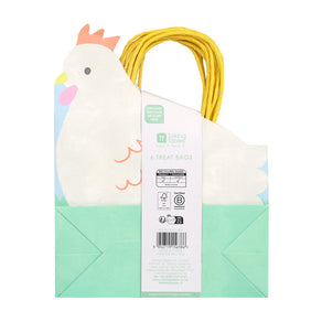 Spring Bunny Hen Shaped Paper Gift Bags - 6 Pack