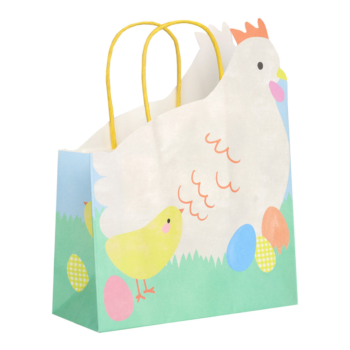 Spring Bunny Hen Shaped Paper Gift Bags - 6 Pack