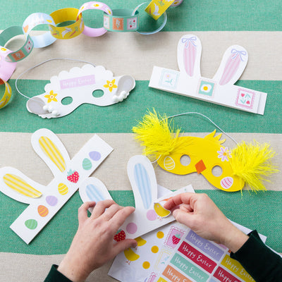 Easter Bunny Masks & Headband Kit - 12 Pack