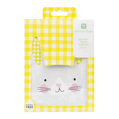 Spring Bunny Shaped Paper Napkins - 20 Pack