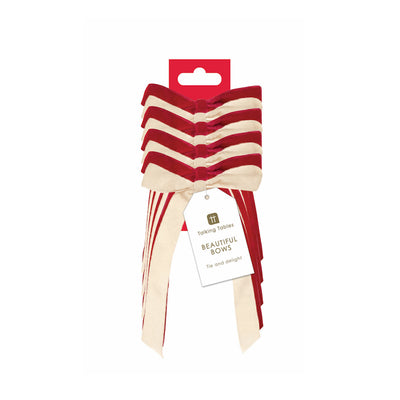 Red & Cream Velvet Bows - 8 Pack | Home Decor |