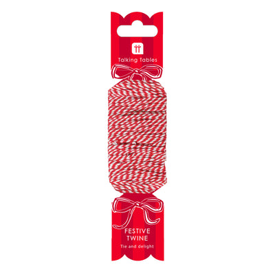 Red & White Festive Twine - 20m | Christmas Gifting |