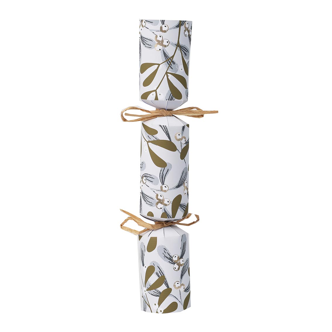 Botanical Mistletoe White Christmas Crackers - 6 Pack