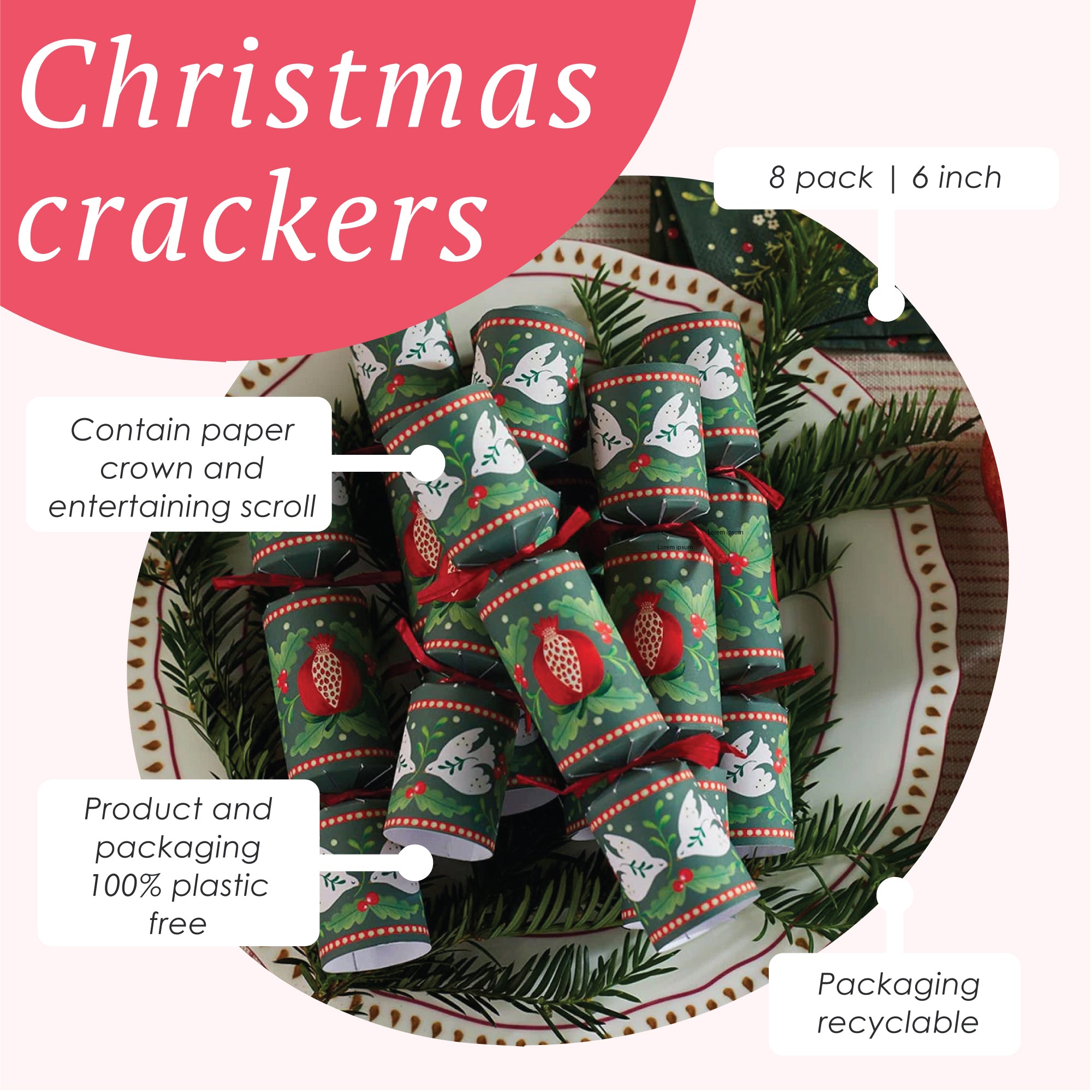 Green Mini Christmas Crackers - 8 Pack – Talking Tables UK Trade