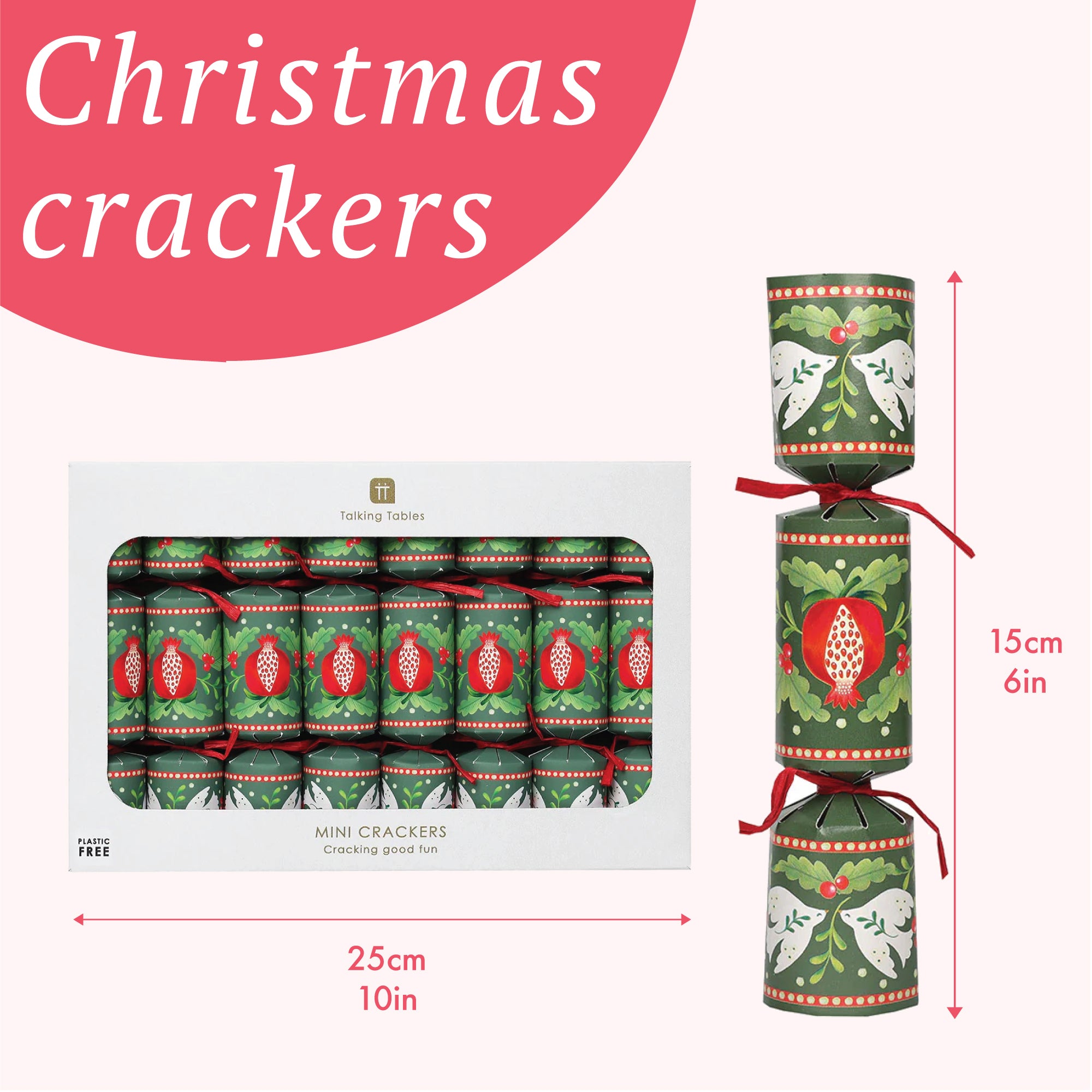 Green Mini Christmas Crackers - 8 Pack – Talking Tables UK Trade
