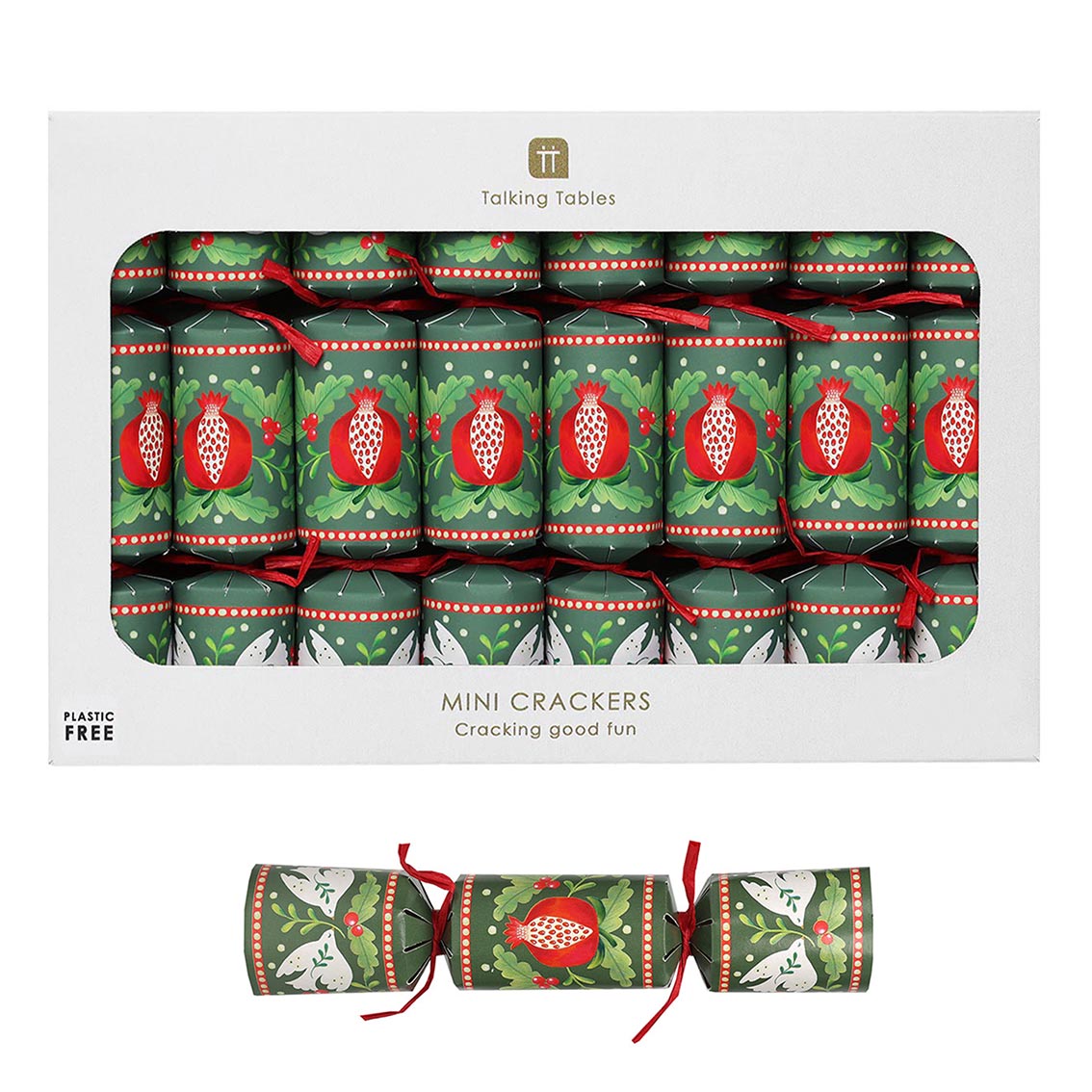 Folklore Green Mini Christmas Crackers - 8 Pack