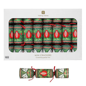 Folklore Green Mini Christmas Crackers - 8 Pack