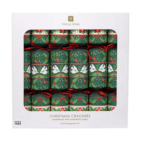 Box of 6 Green Folklore Christmas Crackers 