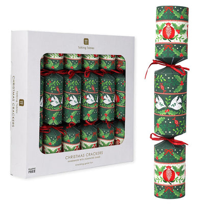 Folklore Green Christmas Crackers - 6 Pack