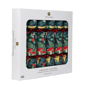 Midnight Forest Green Christmas Crackers - 6 Pack