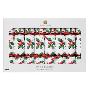 Box of 8 Botanical Holly White Mini Christmas Crackers