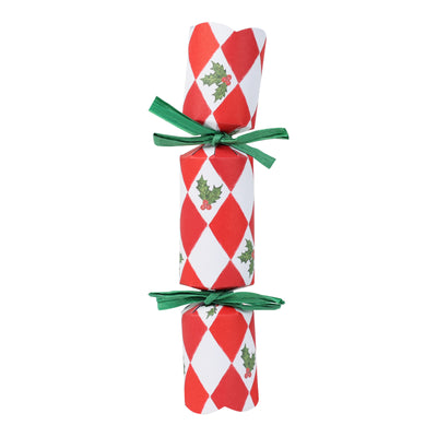 Holly Red & White Harlequin Mini Christmas Crackers - 6 Pack