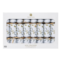 Box of 8  Botanical Mistletoe White Mini Christmas Crackers 