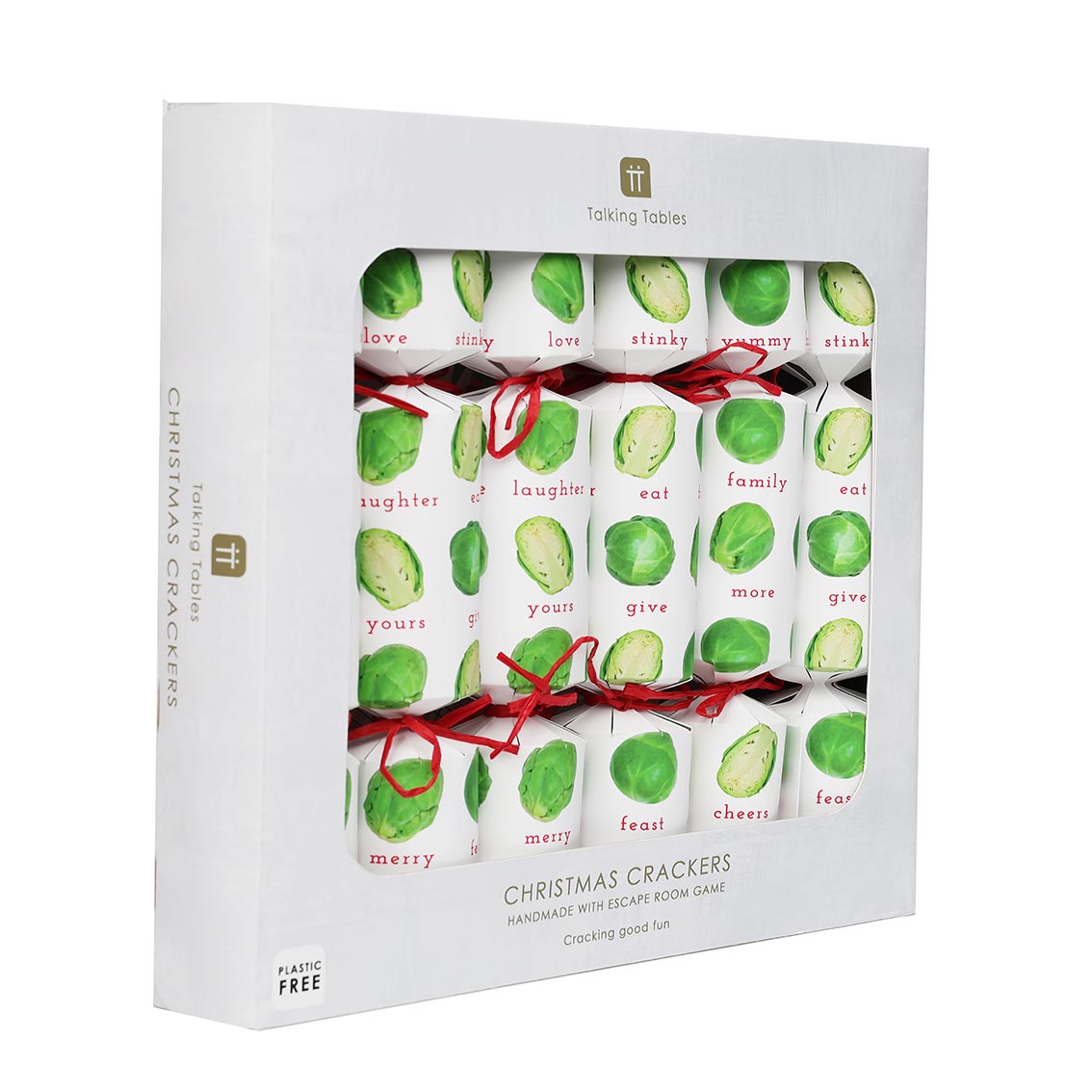 Botanical Sprout White Christmas Crackers - 6 Pack