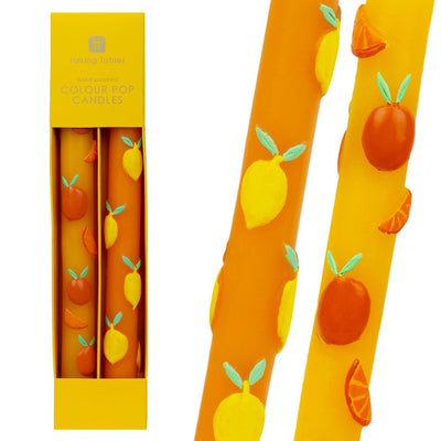 Statement Citrus Fruit Dinner Candles - 2 Pack