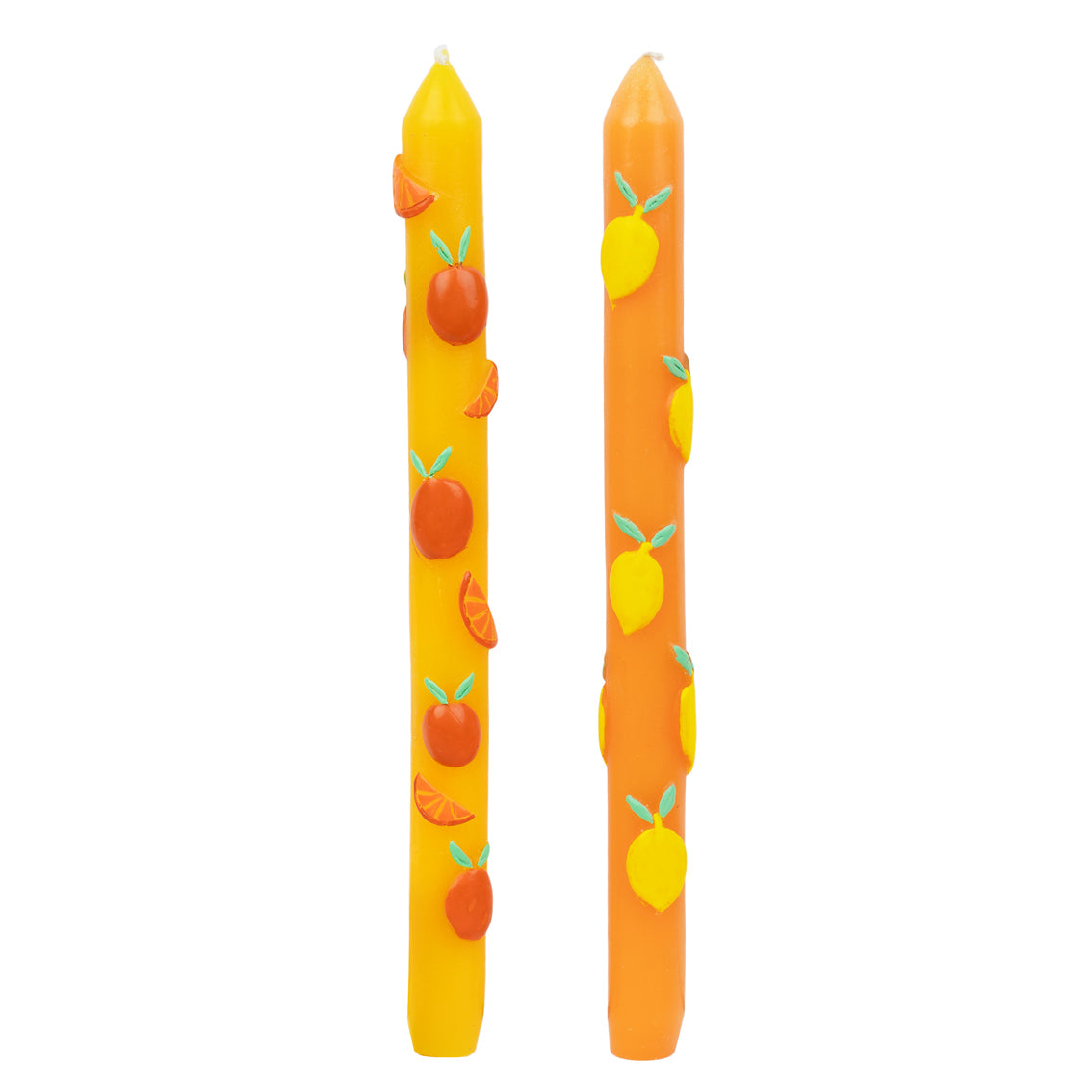 Yellow, Orange Citrus Fruit Dinner Candles