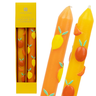 Statement Citrus Fruit Dinner Candles - 2 Pack