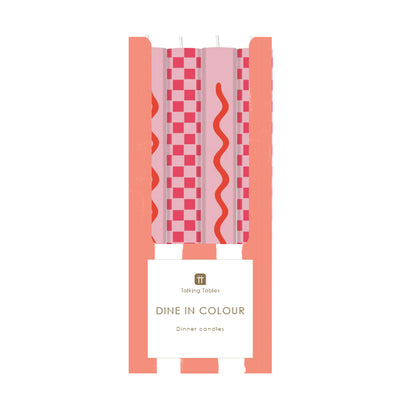 Check / Wave Straight Dinner Candles - 25 Unit Mixed Display | Summer Decor |
