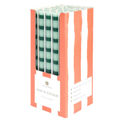 Green Stripe Dinner Candles - POS Unit